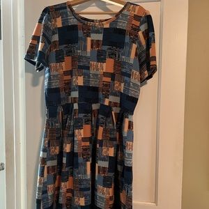 LulaRoe Amelia Dress - 2XL - Baby Blue, Peach and Black Great Condition